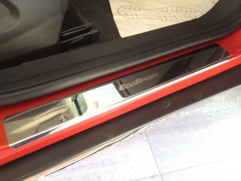 2 179 р. Накладки порожков салона INOX Ford EcoSport B515 рестайлинг (2017-2019) (нержавеющая сталь)  с доставкой в г. Пермь. Увеличить фотографию 3