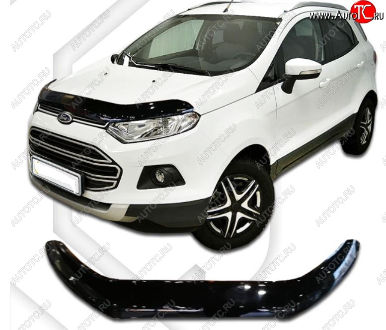 2 159 р. Дефлектор капота CA-Plastic  Ford EcoSport  B515 (2017-2019) рестайлинг (Classic черный, Без надписи)  с доставкой в г. Пермь