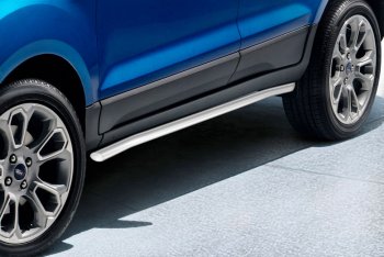 Защита порогов Slitkoff (d57 мм) Ford EcoSport  B515 (2017-2019) рестайлинг (Сталь с полимерным покрытием. Цвет: серебристый)