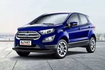 12 649 р. Защита заднего бампера Slitkoff (d57 мм)  Ford EcoSport  B515 (2017-2019) рестайлинг (Нержавейка, Полированная)  с доставкой в г. Пермь. Увеличить фотографию 2