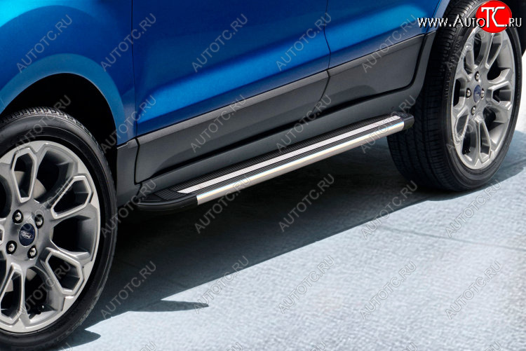 10 999 р. Пороги алюминиевые Slitkoff  Ford EcoSport  B515 (2017-2019) рестайлинг (Luxe Black)  с доставкой в г. Пермь