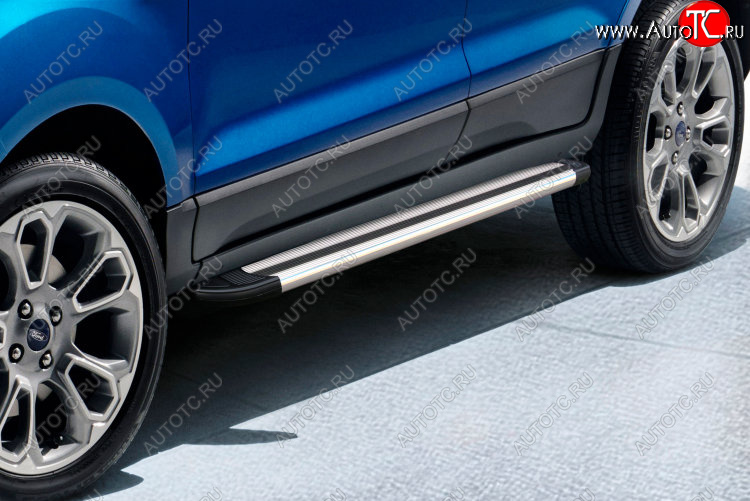 10 399 р. Пороги алюминиевые Slitkoff Ford EcoSport B515 рестайлинг (2017-2019) (Luxe Silver)  с доставкой в г. Пермь