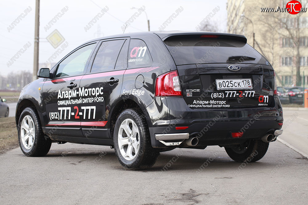 4 769 р. Защита заднего бампера уголки Souz-96 (нержавеющая сталь 60мм)  Ford Edge  U387 (2011-2015) рестайлинг  с доставкой в г. Пермь