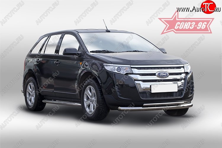 30 329 р. Защита переднего бампера двойная Souz-96 (d76/42) Ford Edge CD539 дорестайлинг (2015-2018)  с доставкой в г. Пермь