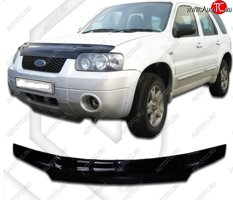 2 199 р. Дефлектор капота CA-Plastic Ford Escape 1 дорестайлинг (2000-2004) (Classic черный, Без надписи)  с доставкой в г. Пермь