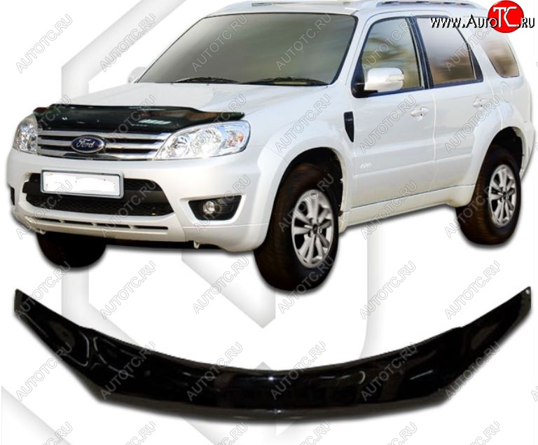 2 199 р. Дефлектор капота ( exclusive Europe) CA-Plastic Ford Escape 2 (2008-2012) (серия exclusive  Classic черный, Без надписи)  с доставкой в г. Пермь