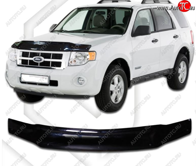 2 079 р. Дефлектор капота (USA) CA-Plastiс exclusive Ford Escape 2 (2008-2012) (Classic черный, Без надписи)  с доставкой в г. Пермь