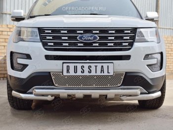 3 689 р. Решетка радиатора Russtal лист Ford Explorer U502 1-ый рестайлинг, 5 дв. (2015-2018) (Неокрашенная)  с доставкой в г. Пермь. Увеличить фотографию 2