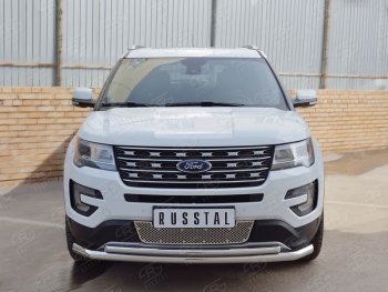 17 999 р. Защита переднего бампера (2 трубыØ63 и 42 мм, нержавейка) SLITKOFF Ford Explorer U502 1-ый рестайлинг, 5 дв. (2015-2018)  с доставкой в г. Пермь. Увеличить фотографию 3