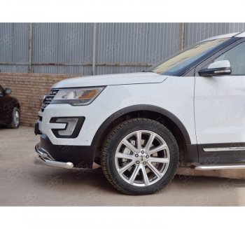 Защита переднего бампера (2 трубыØ63 и 42 мм, нержавейка) SLITKOFF Ford Explorer  U502 (2015-2019) 1-ый рестайлинг, 5 дв., 2-ой рестайлинг, 5 дв.