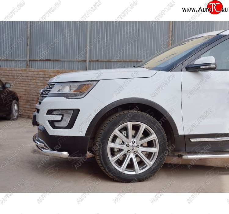 17 999 р. Защита переднего бампера (2 трубыØ63 и 42 мм, нержавейка) SLITKOFF Ford Explorer U502 1-ый рестайлинг, 5 дв. (2015-2018)  с доставкой в г. Пермь