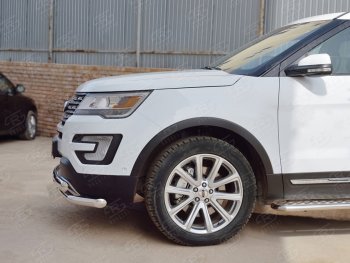 13 849 р. Защита переднего бампера (2 трубыØ63 и 75х42 мм, нержавейка) Russtal Ford Explorer U502 1-ый рестайлинг, 5 дв. (2015-2018)  с доставкой в г. Пермь. Увеличить фотографию 4