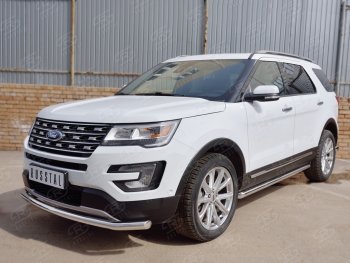 15 999 р. Защита переднего бампера (Ø63 секции, нержавейка) SLITKOFF Ford Explorer U502 1-ый рестайлинг, 5 дв. (2015-2018)  с доставкой в г. Пермь. Увеличить фотографию 2