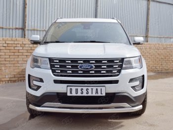 15 999 р. Защита переднего бампера (Ø63 секции, нержавейка) SLITKOFF Ford Explorer U502 1-ый рестайлинг, 5 дв. (2015-2018)  с доставкой в г. Пермь. Увеличить фотографию 3