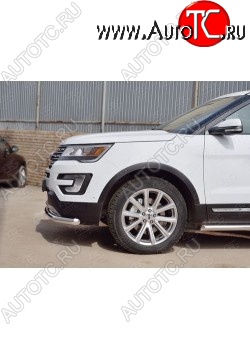 15 999 р. Защита переднего бампера (Ø63 секции, нержавейка) SLITKOFF Ford Explorer U502 1-ый рестайлинг, 5 дв. (2015-2018)  с доставкой в г. Пермь