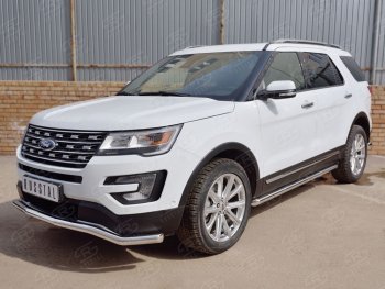 16 849 р. Защита переднего бампера (Ø63 мм волна, нержавейка) SLITKOFF Ford Explorer U502 1-ый рестайлинг, 5 дв. (2015-2018)  с доставкой в г. Пермь. Увеличить фотографию 2