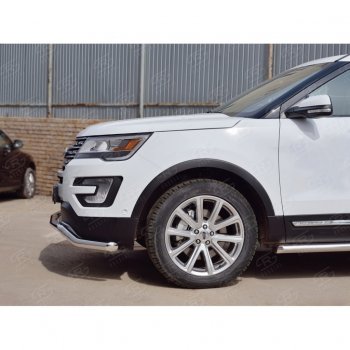 16 849 р. Защита переднего бампера (Ø63 мм волна, нержавейка) SLITKOFF Ford Explorer U502 1-ый рестайлинг, 5 дв. (2015-2018)  с доставкой в г. Пермь. Увеличить фотографию 3