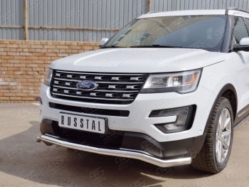Защита переднего бампера (Ø63 мм волна, нержавейка) SLITKOFF Ford Explorer  U502 (2015-2019) 1-ый рестайлинг, 5 дв., 2-ой рестайлинг, 5 дв.