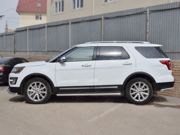 19 999 р. Защита порогов SLITKOFF из круглой трубы диаметром 63 мм SLITKOFF v1 Ford Explorer U502 1-ый рестайлинг, 5 дв. (2015-2018)  с доставкой в г. Пермь. Увеличить фотографию 2