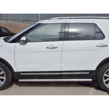 19 999 р. Защита порогов SLITKOFF из круглой трубы диаметром 63 мм SLITKOFF v1 Ford Explorer U502 1-ый рестайлинг, 5 дв. (2015-2018)  с доставкой в г. Пермь. Увеличить фотографию 3
