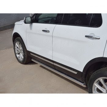 19 999 р. Защита порогов SLITKOFF из круглой трубы диаметром 63 мм SLITKOFF v1 Ford Explorer U502 1-ый рестайлинг, 5 дв. (2015-2018)  с доставкой в г. Пермь. Увеличить фотографию 4