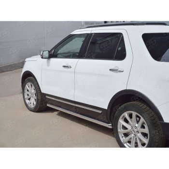 Защита порогов SLITKOFF из круглой трубы диаметром 63 мм SLITKOFF v1 Ford Explorer  U502 (2015-2019) 1-ый рестайлинг, 5 дв., 2-ой рестайлинг, 5 дв.