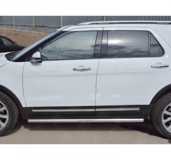 Защита порогов SLITKOFF из круглой трубы диаметром 63 мм SLITKOFF v2 Ford Explorer  U502 (2015-2019) 1-ый рестайлинг, 5 дв., 2-ой рестайлинг, 5 дв.