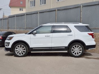 19 999 р. Защита порогов из круглой трубы d63 мм SLITKOFF v3 Ford Explorer U502 2-ой рестайлинг, 5 дв. (2017-2019)  с доставкой в г. Пермь. Увеличить фотографию 2