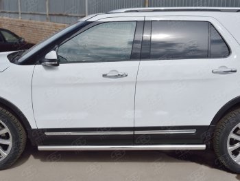 Защита порогов из круглой трубы d63 мм SLITKOFF v3 Ford Explorer  U502 (2015-2019) 1-ый рестайлинг, 5 дв., 2-ой рестайлинг, 5 дв.
