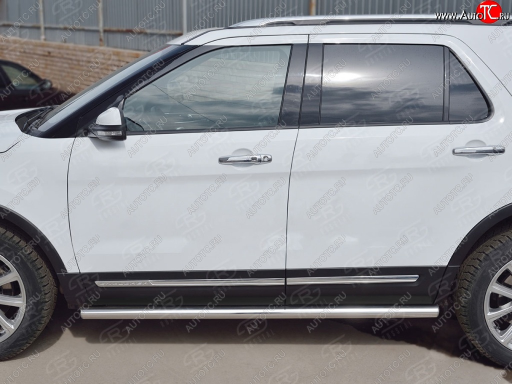 19 999 р. Защита порогов из круглой трубы d63 мм SLITKOFF v3 Ford Explorer U502 2-ой рестайлинг, 5 дв. (2017-2019)  с доставкой в г. Пермь