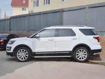 22 999 р. Широкая защита порогов с трубой d42 мм SLITKOFF v2 Ford Explorer U502 2-ой рестайлинг, 5 дв. (2017-2019)  с доставкой в г. Пермь. Увеличить фотографию 3