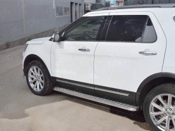 22 999 р. Широкая защита порогов с трубой d42 мм SLITKOFF v2 Ford Explorer U502 2-ой рестайлинг, 5 дв. (2017-2019)  с доставкой в г. Пермь. Увеличить фотографию 4