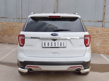 14 249 р. Защита заднего бампера (Ø76 мм уголки, нержавейка) SLITKOFF  Ford Explorer  U502 (2015-2018) 1-ый рестайлинг, 5 дв.  с доставкой в г. Пермь. Увеличить фотографию 2