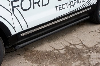 20 349 р. Защита порогов Slitkoff (d76 мм)  Ford Explorer  U502 (2017-2019) 2-ой рестайлинг, 5 дв. (Нержавейка, Полированная)  с доставкой в г. Пермь. Увеличить фотографию 2