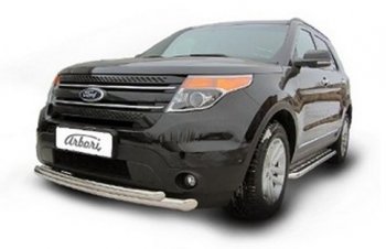 Двойная защита переднего бампера (d76+d57) Arbori Ford Explorer U625 5 дв. (2019-2025)