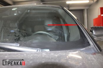 1 699 р. Водостоки (дефлектора) лобового стекла Стрелка 11 Ford Explorer U625 5 дв. (2019-2025)  с доставкой в г. Пермь. Увеличить фотографию 2