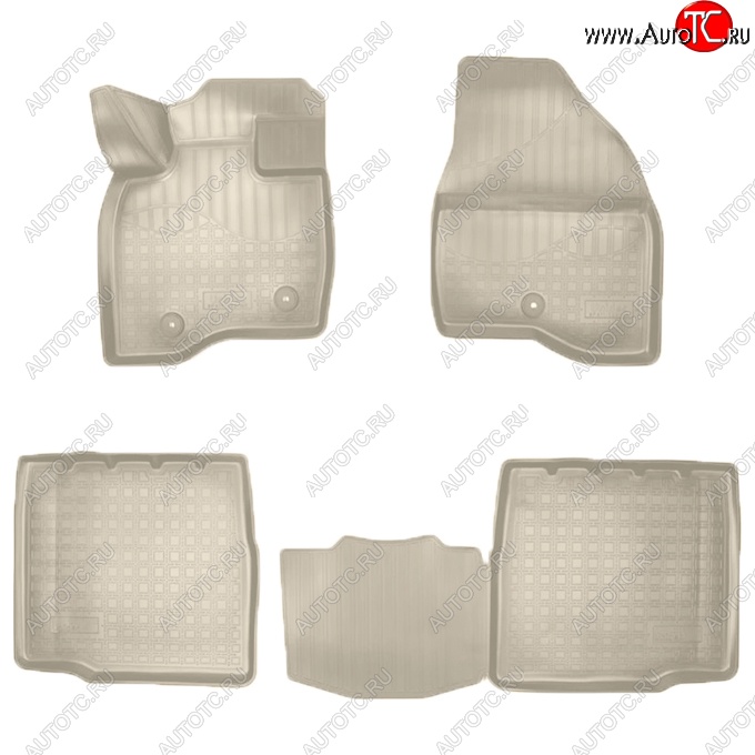 3 199 р. Коврики салонные Noplast (3D, 5 мест)  Ford Explorer  U502 (2017-2019) 2-ой рестайлинг, 5 дв. (Бежевые)  с доставкой в г. Пермь