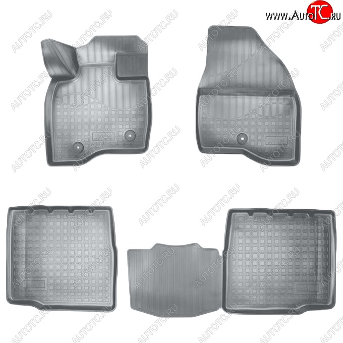 3 199 р. Коврики салонные Noplast (3D, 5 мест)  Ford Explorer  U502 (2017-2019) 2-ой рестайлинг, 5 дв. (Серые)  с доставкой в г. Пермь