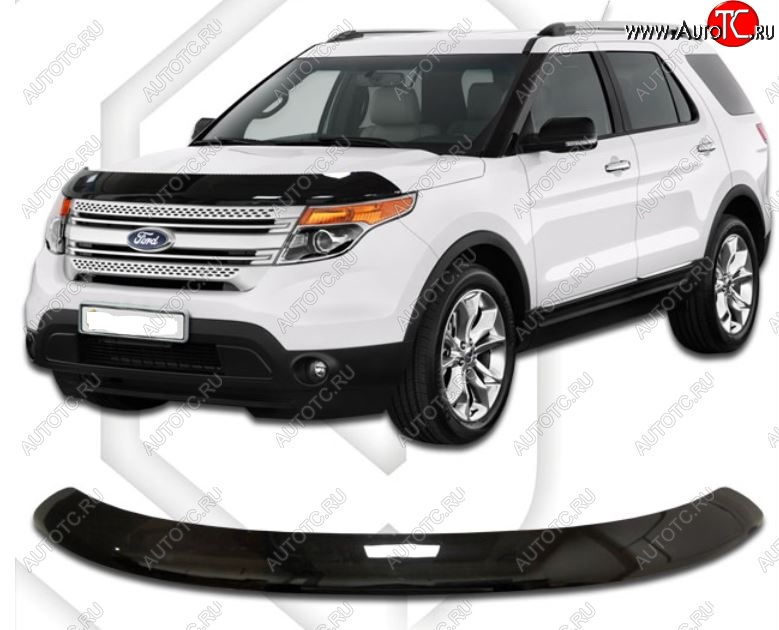 2 199 р. Дефлектор капота CA-Plastic Ford Explorer U502 дорестайлинг (2010-2016) (Classic черный, Без надписи)  с доставкой в г. Пермь