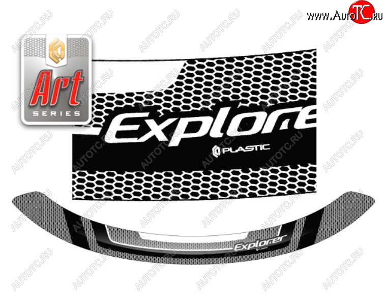 2 299 р. Дефлектор капота CA-Plastiс  Ford Explorer  U502 (2010-2016) дорестайлинг (Серия Art белая)  с доставкой в г. Пермь