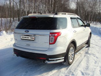 Защита заднего бампера (уголки двойные) ТСС 76,1/42,4 мм Ford Explorer  U502 (2010-2016) дорестайлинг