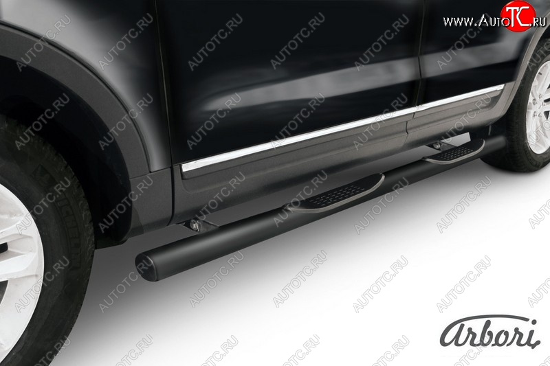 13 679 р. Защита штатных порогов Arbori (черная, d76 mm). Ford Explorer U502 дорестайлинг (2010-2016)  с доставкой в г. Пермь