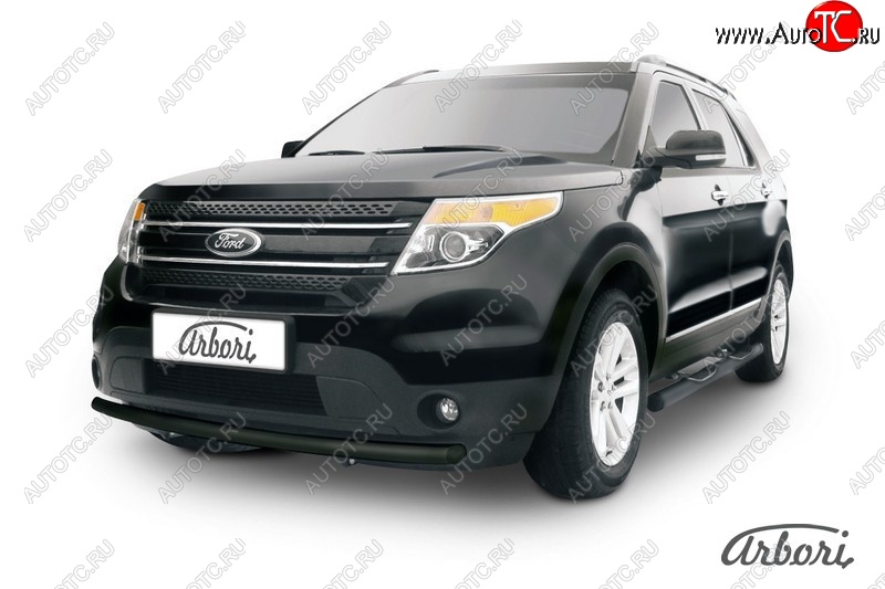 7 019 р. Защита переднего бампера Arbori (черная, 1 труба d57 mm). Ford Explorer U502 дорестайлинг (2010-2016)  с доставкой в г. Пермь