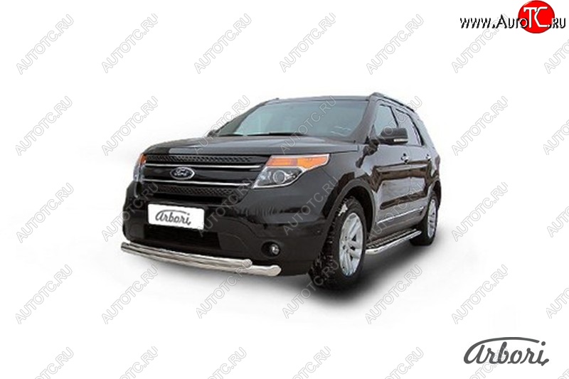 16 559 р. Защита переднего бампера Arbori (нержавейка, 2 трубы d57 и 57 mm)  Ford Explorer  U502 (2010-2016) дорестайлинг  с доставкой в г. Пермь