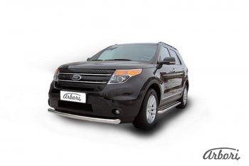 Защита переднего бампера Arbori (нержавейка, 1 труба d76 mm) Ford Explorer U502 дорестайлинг (2010-2016)