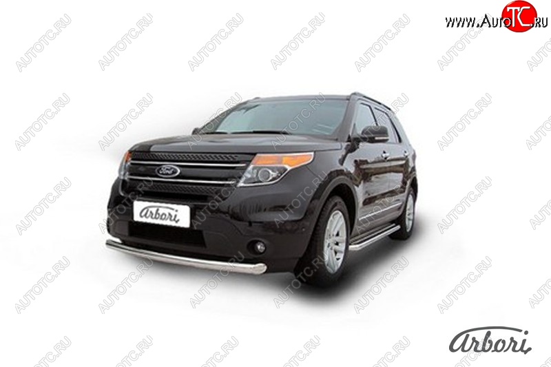 16 379 р. Защита переднего бампера Arbori (нержавейка, 1 труба d76 mm) Ford Explorer U502 дорестайлинг (2010-2016)  с доставкой в г. Пермь