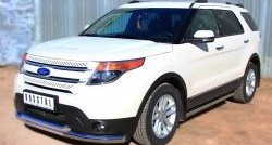 20 349 р. Защита переднего бампера (2 трубыØ76 и 63 мм, нержавейка) SLITKOFF  Ford Explorer  U502 (2010-2016) дорестайлинг  с доставкой в г. Пермь. Увеличить фотографию 3