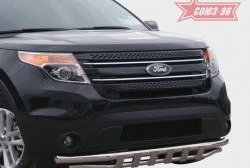 Защита переднего бампера двойная с профилем Souz-96 (d60/42). Ford Explorer  U502 (2010-2016) дорестайлинг