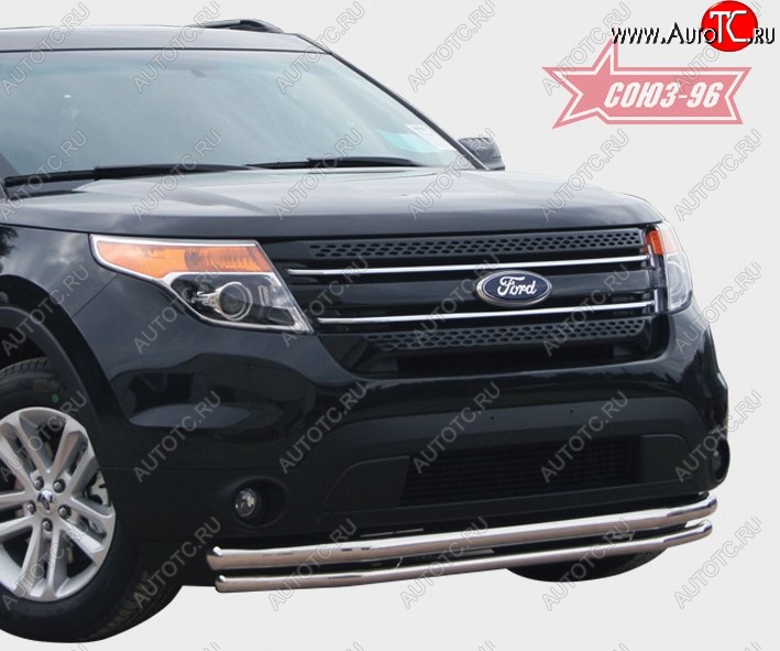 26 684 р. Защита переднего бампера двойная Souz-96 (d460/42)  Ford Explorer  U502 (2010-2016) дорестайлинг  с доставкой в г. Пермь