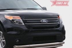 Защита переднего бампера двойная Souz-96 (d76/60) Ford Explorer  U502 (2010-2016) дорестайлинг